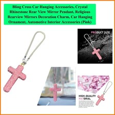 Bling Cross Car Hanging Accessories, Crystal Rhinestone Rear View Mirror Pend...