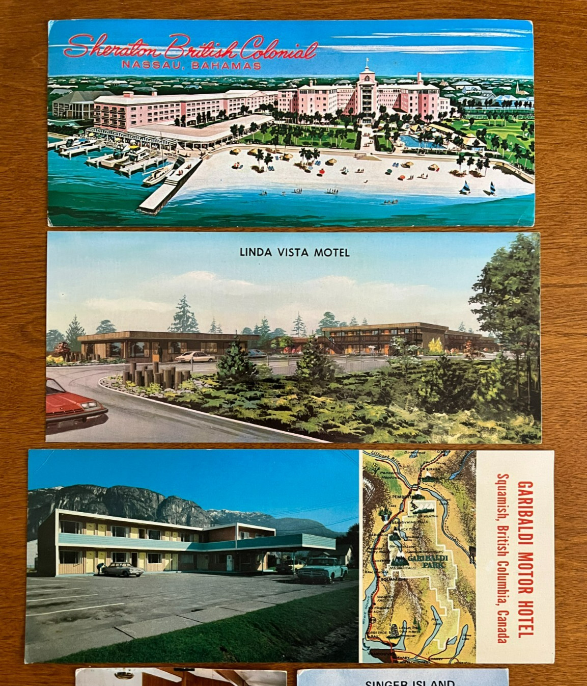5) VINTAGE  HOTEL/INN/RESTAURANT  OVERSIZED  POSTCARDS  2 USED  OVER 8" x 3 1/2"