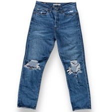 Levi s Premium Women s Wedgie Straight Distressed Blue Jeans Size W27xL28 Big E