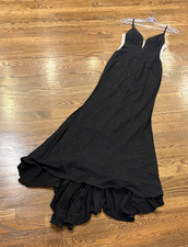Jovani Black Evening Gown, mesh panels, train, size 0, prom, formal, RV $780