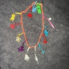 Retro 1980s Bell Charm Necklace Vintage Plastic Clip On With 13 Charms — photo 2