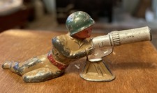 Vintage Lead Toy Soldier Barclay B-240 Machine Gunner Original Owner