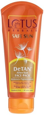 Lotus Herbals Safe Sun DeTan After Sun Gesichtspack Für Alle Hauttypen 100gm