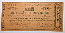 Billete de 25 centavos 1863 del condado de Rockbridge, Virginia Co.