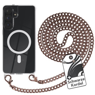 MagSafe Handykette für Samsung Galaxy S26 Plus Case Band Metall Rose Gold Kordel