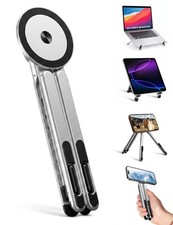 4-in-1 Foldable Laptop Stand Magnetic Phone Holder Silver for MacBook iPad