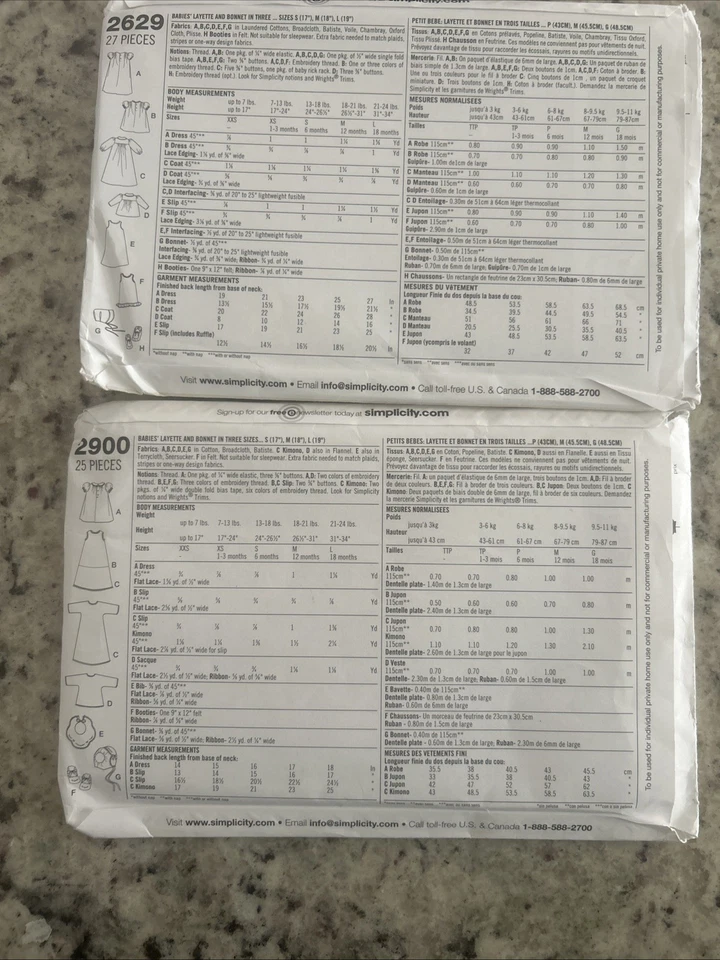 Simplicity Baby Clothrs Patterns. 2900 And 2629 New In Packages - Image 4 of 4