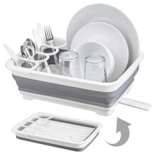 Image of Collapsible Dish Rack Dish Drainer Washing Up Board Cutlery Plates Foldable Home
