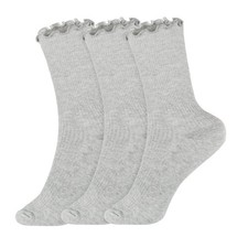 Joyingtwo Womens Ruffle Socks High Ankle Cute 5-9, Lightgrey 3 Pairs 