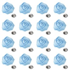 16Pcs Rose Lapel Pin 2 Inch Men's Flower Boutonnieres Light Blue