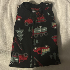 Child of Mine Fleece Zip Sleeper One Piece Black 3T Footless Truck Print