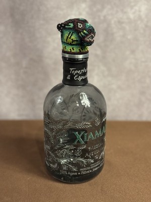 MEZCAL JAGUAR ビーズ装飾ボトル Xiaman Mezcal Tequila Empty Bottle • Artisanal Masterpiece Beaded