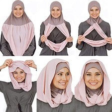 Cotton and Shiffon headscarf instant hijab ready to wear hijab for women powder