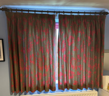 Pair of headed floral patterned curtains lined 6ft w x 4