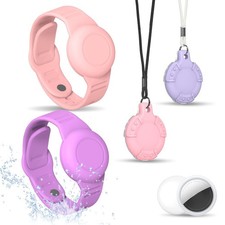 4 Pack for AirTag Bracelet Air tag Necklace, Soft Silicone Wristband Air Ta...