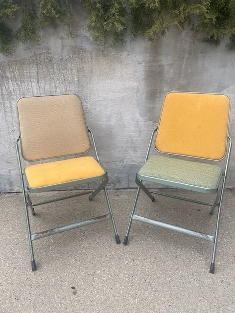 Vintage Kreuger Metal Padded Folding Chairs | eBay