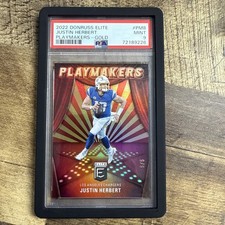 2022 Panini Donruss Elite , Justin Herbert GOLD Playmakers /5  #PM-8
