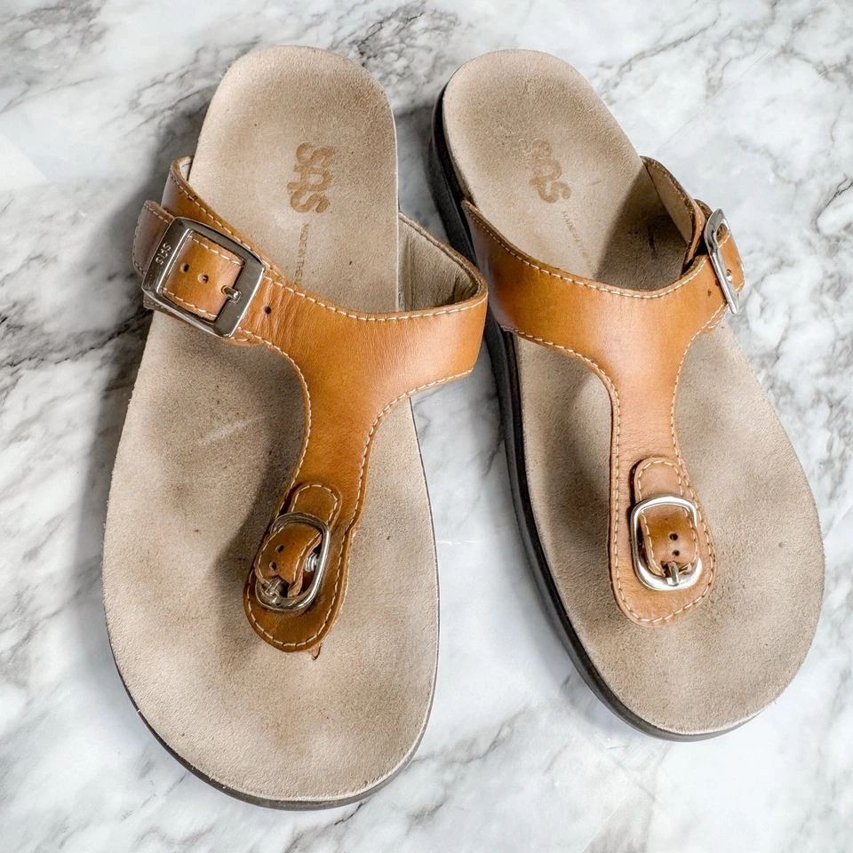SAS Sanibel Comfort Sandal Thong Womens Size 6 M Flip Flop Caramel Tan Tripad - Image 2 of 4
