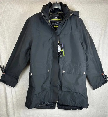 Trespass Womens Lyrics Waterproof Parka Coat UK 20 3XL Black Hooded Insulated