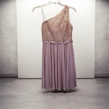 Davids Bridal Formal One Shoulder Lace Dress Rose Gold Size 8 Retails $120