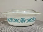 Vintage Pyrex 1 1/2 Quart Oval Bluebird Casserole With Lid #043 11”