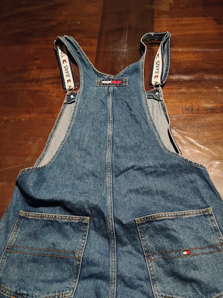 Mono con tirantes Tommy Hilfiger de colección años 90 para hombre azul medio suelto logotipo hip hop Foto 2 de 4