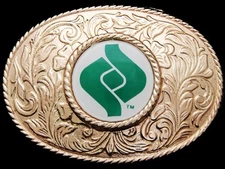 JB27124 VINTAGE 1970s **UNKNOWN COMPANY LOGO????** GOLDTONE BELT BUCKLE