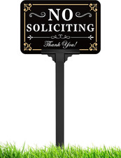 No Soliciting Sign for House with Stake - Adjustable Height - 12 X 8 Inch/37 Inc