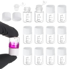 12 Pcs Clear Glass Graduated Vials, 2ml Small Liquid Sample Vial, White