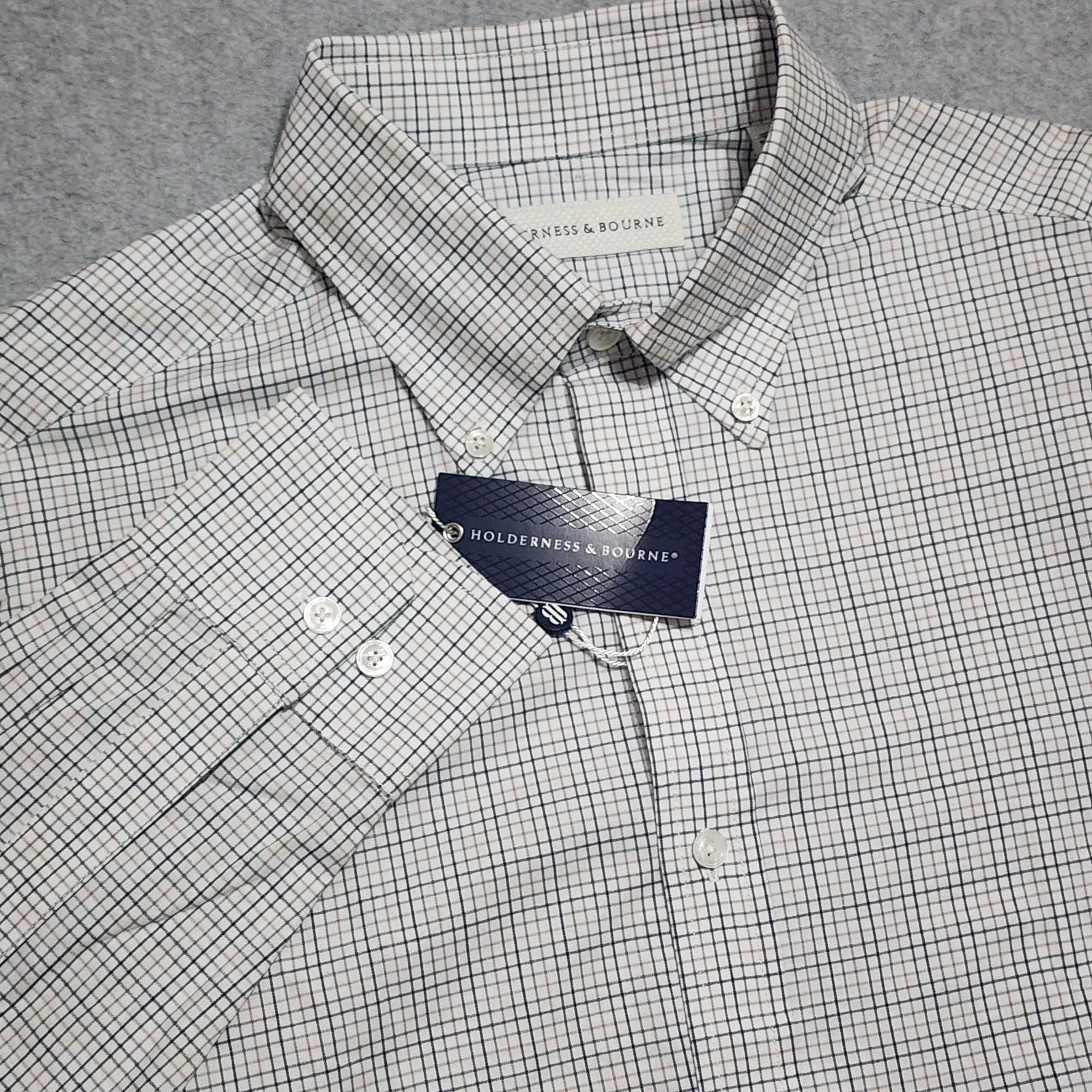 Holderness & Bourne The Purcell Shirt Mens Large Tailored Fit Stretch Check $168