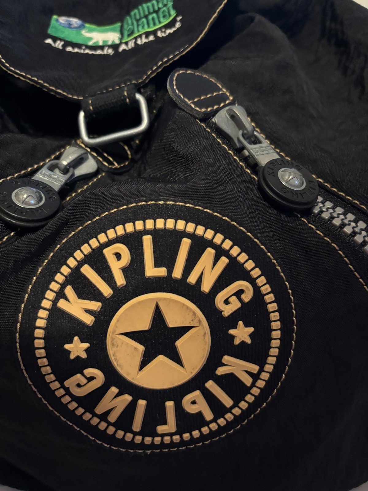 Kipling Drawstring Rucksack Black Backpack Animal… - image 6