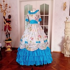 Kleid historisch Krinoline Viktorianischer Stil himmelblau hellblau Gr. 36