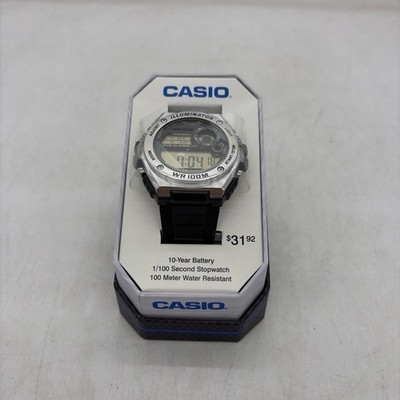 Casio Illuminator WR Digital Watch 3487 MWD-100H 100M WR Chrono Alarm Metal Band