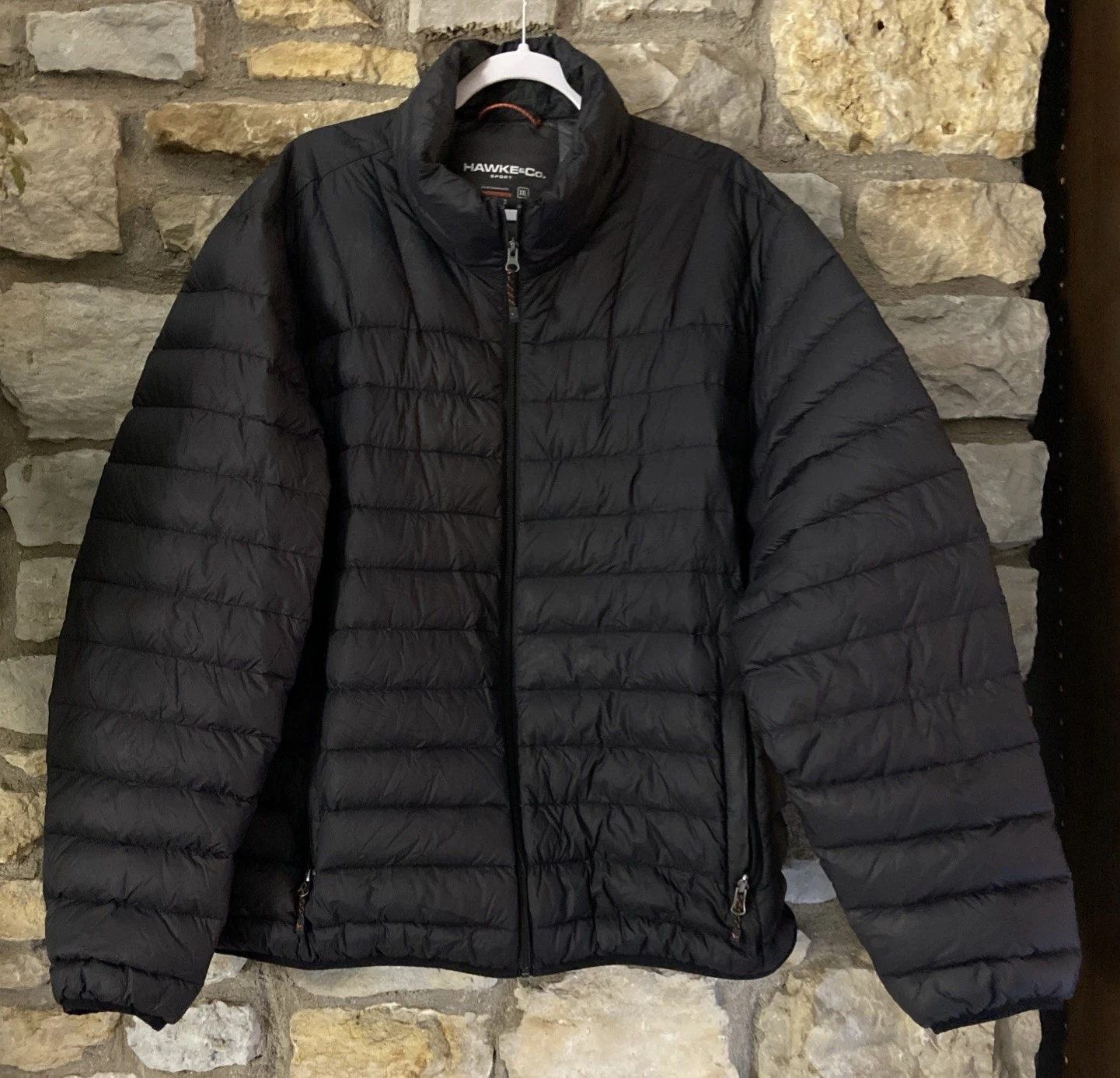 HAWKE & CO. Sport Puffer Jacket Men's XXL Black Quilted Packable Down Filled