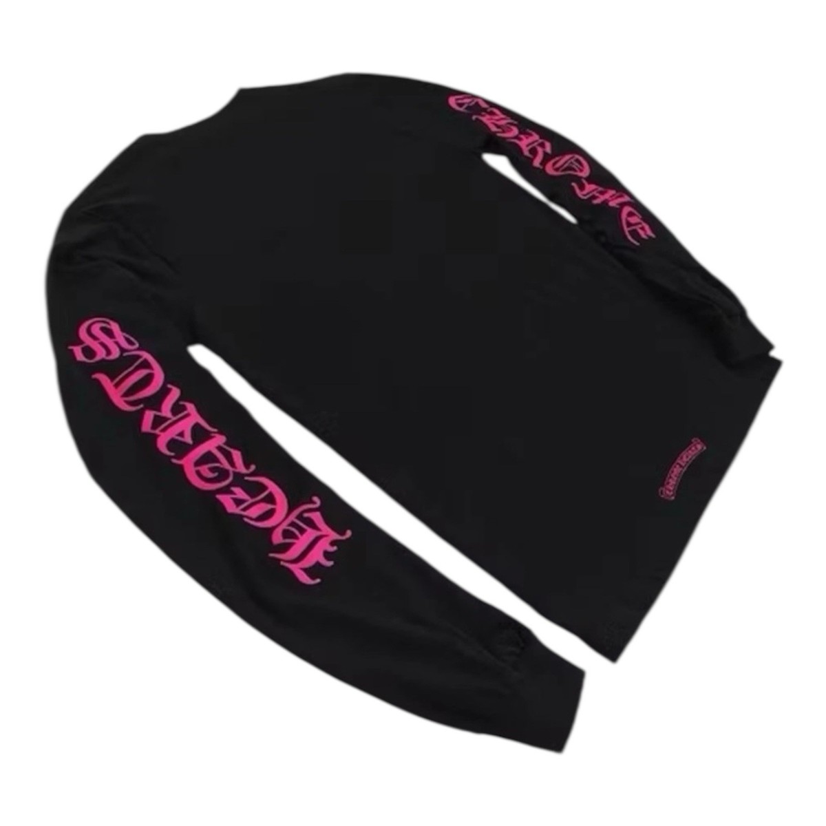 BNIB Chrome Hearts Hot Pink/Black Neck Logo Long Sleeve T Shirt