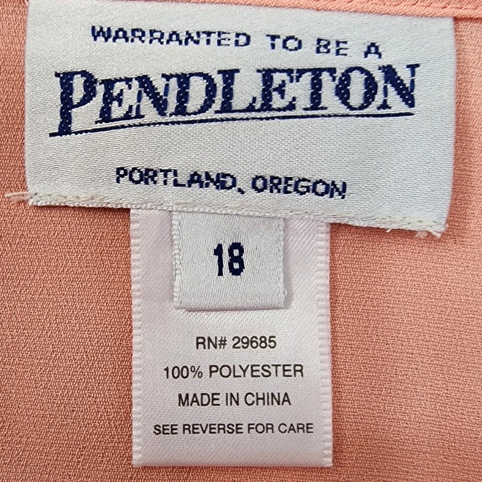 Top Pendleton vintage anni 90 donna 18 arancione con volant manica lunga chiffon ufficio - Immagine 4 di 4