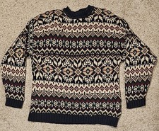 Vtg Y2K Abercrombie  Fitch The Big Sweater Chunky Knit Fair Isle Fishrman Large