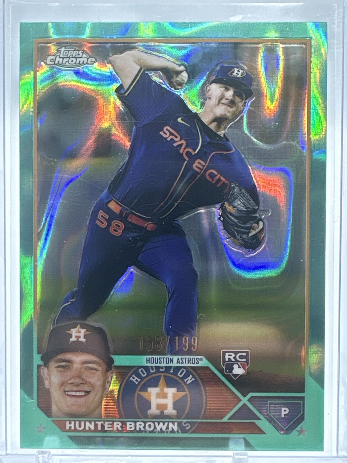 2023 Topps Chrome #197 Hunter Brown Rookie Aqua Refractor /199 Astros