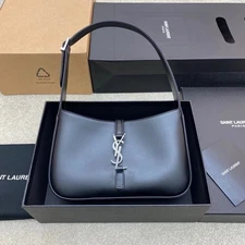 SAINT LAURENT YSL Paris Underarm Bag Black Silver Logo