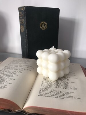 Bubble Cube | handgegossen | Vegane natürliche ästhetische Sojawachskerze - Scandi