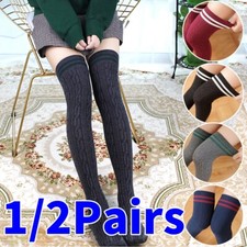 1/2Pairs Women Over knee Long Boot Socks Winter Thigh High Stockings Leg Warme  