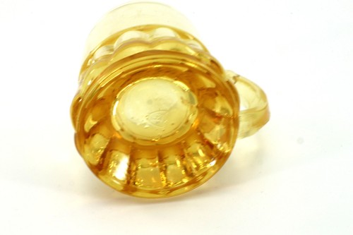 Federal Glass BEER MUG SHOT GLASS Amber Yellow Toothpick Holder Vintage - Picture 6 of 7