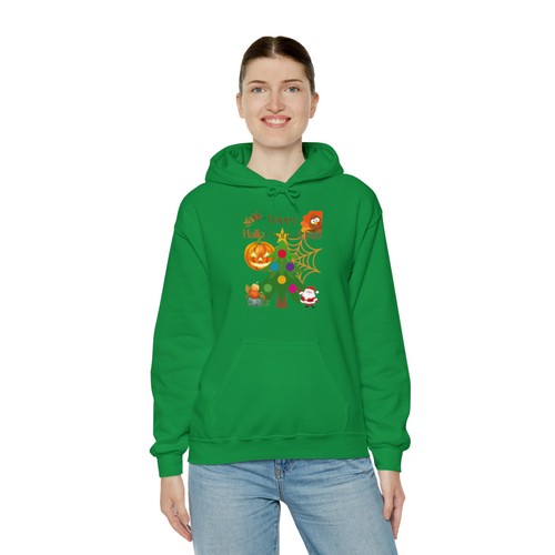 Hoodie Sweatshirt Happy HallowThanksMass Holiday Unisex Heavy Hooded Sweatshirt - Picture 27 of 29