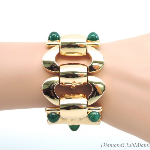 Raro Antiguo Brazalete de Malla Grande Cabujón Esmeralda Cabujón de 21,2 quilates 105,4 gramos - Imagen 8 de 12