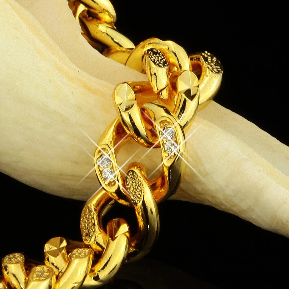 Panzerarmband 10 mm Zirkonia weiß Echt 750er 18 Karat vergoldet Damen B1891L - Bild 4 von 4