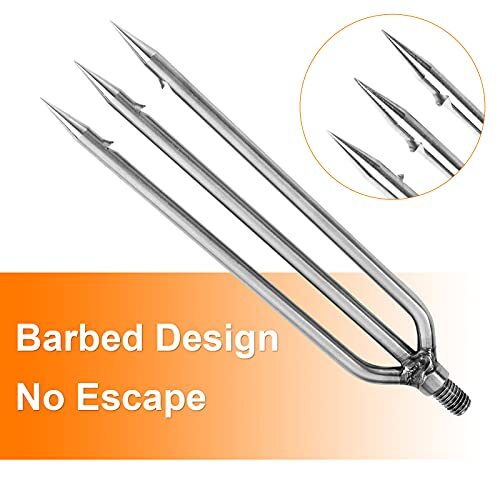 Fish Gig Stainless Steel Barbed Prong Tine Harpoon Fishing Spear