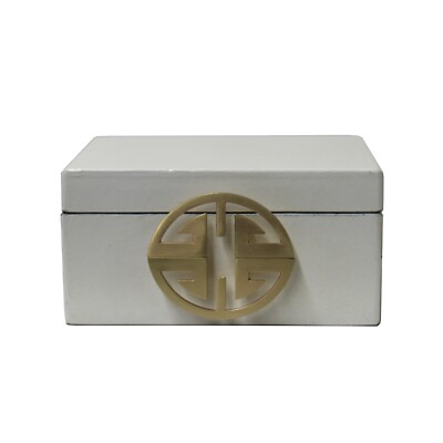 Oriental Round Hardware White Rectangular Container Box Small cs5518A