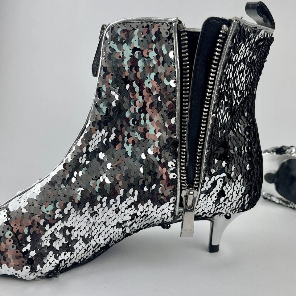 Zara Plata Lentejuelas Botines Tacón Bajo UK3 4 Ref. 7143 201 - Imagen 4 de 4