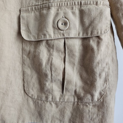 Merona Women 100% Linen Blazer Beige Nude Natural Size XL Lined Cargo Pockets - Picture 3 of 6