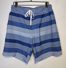 Southern Tide Swim Trunks Mens 32x8 Blue Striped Lined Mesh Drawstring Shorts